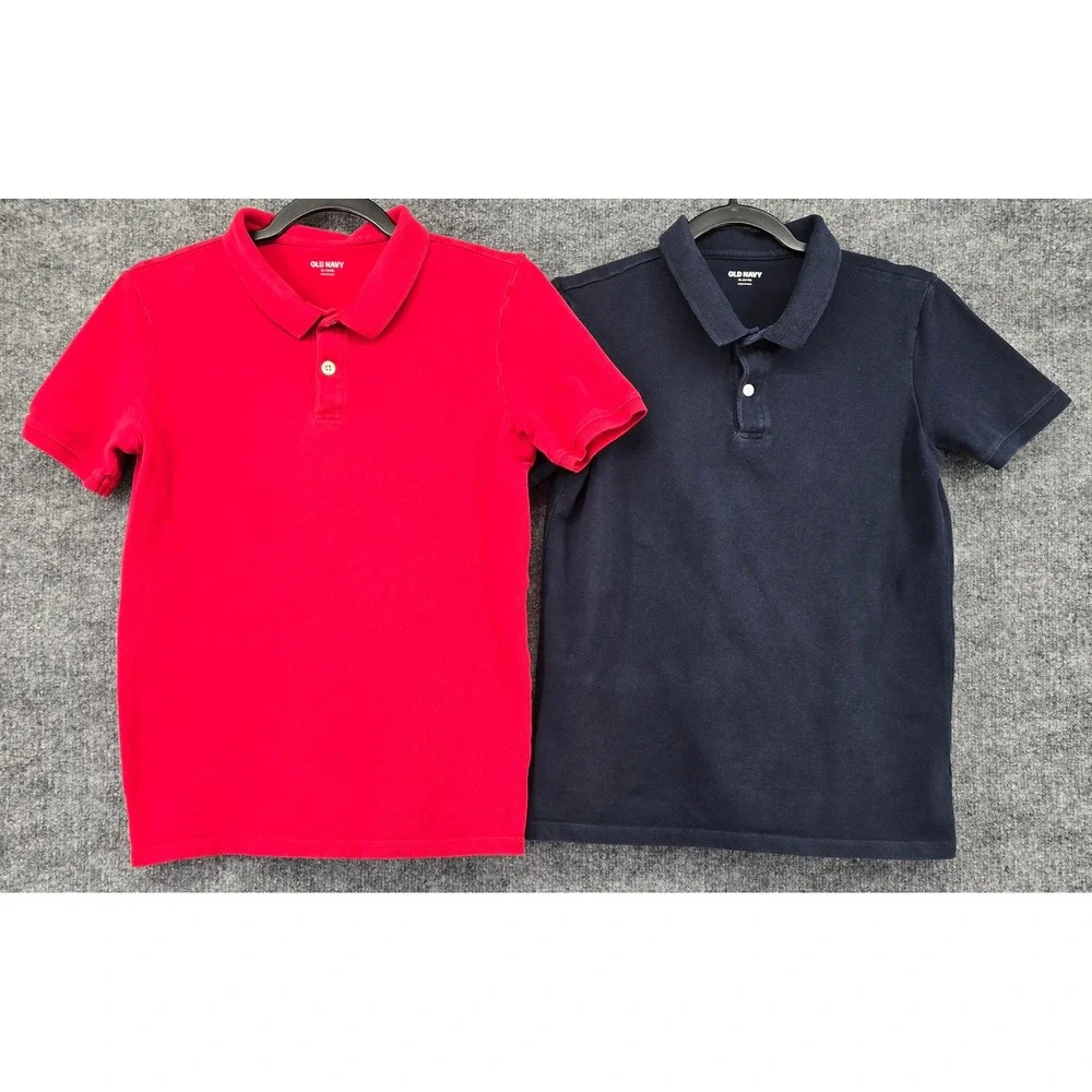 Lot of 5 Boys School Uniform  Polos Sz XL 14-16 Red Navy Blue Old Navy Pique